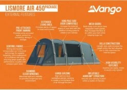 Vango Lismore Air 450 Opblaasbare Tunneltent - 4 Persoons - Groen 17 Vango Lismore Air 450 Opblaasbare Tunneltent - 4 Persoons - Groen -Buitenwinkel 1900 1783 lismore air 450 package 3