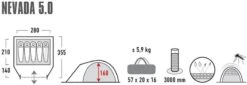 High Peak Nevada 5.0 Koepeltent Met Luifel - 5 Persoons -Buitenwinkel 900 2483 4001690102094.pt01